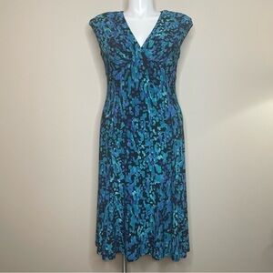 Chaps Blue and Purple Patterned Dress